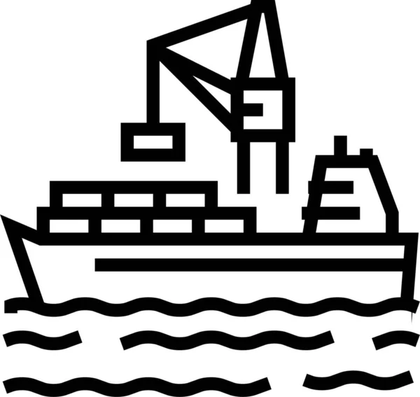 Containers Laden Schip Pictogram Omtrek Stijl — Stockvector