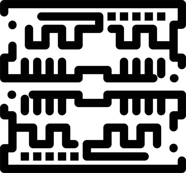 Ikona Komputera Komponentu Karty Zarysie Stylu — Wektor stockowy