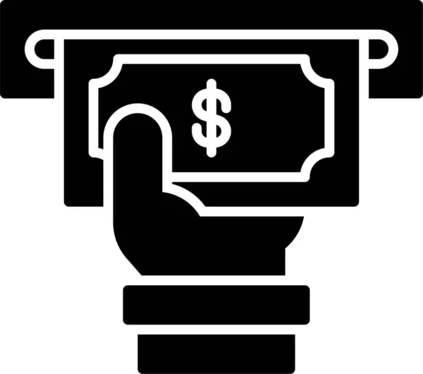 Icono Dinero Mano Cajero Automático Estilo Sólido — Vector de stock