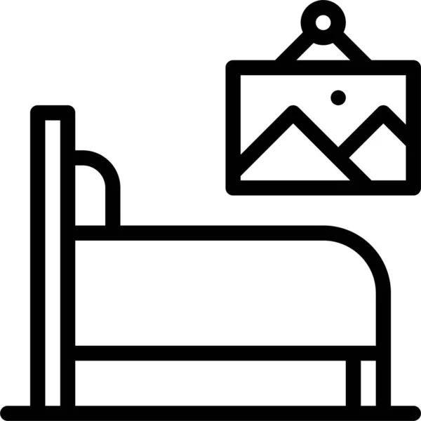 概要スタイルのベッド不動産家具のアイコン — ストックベクタ