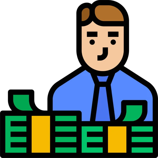 Icono Costo Billete Avatar Estilo Contorno Relleno — Vector de stock