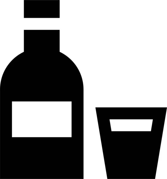 Бар Икона Бутылка Алкоголя Твердом Стиле — стоковый вектор