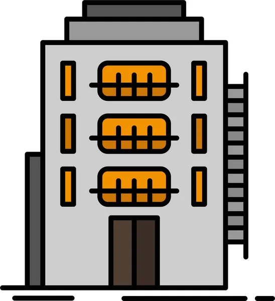 Будівля Міського Гуртожитку Значок Інструментахбудівництво Категорії — стоковий вектор