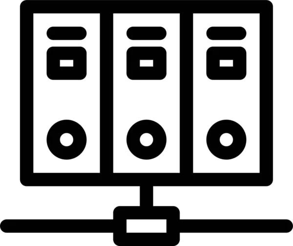 Computer Database Mainframe Icoon Grote Lijnen Stijl — Stockvector