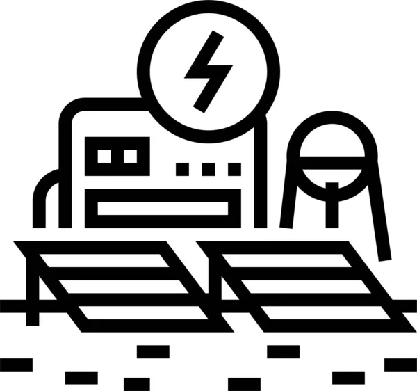 Ikona Przestrzeni Stacji Energetycznej Stylu Zarysu — Wektor stockowy