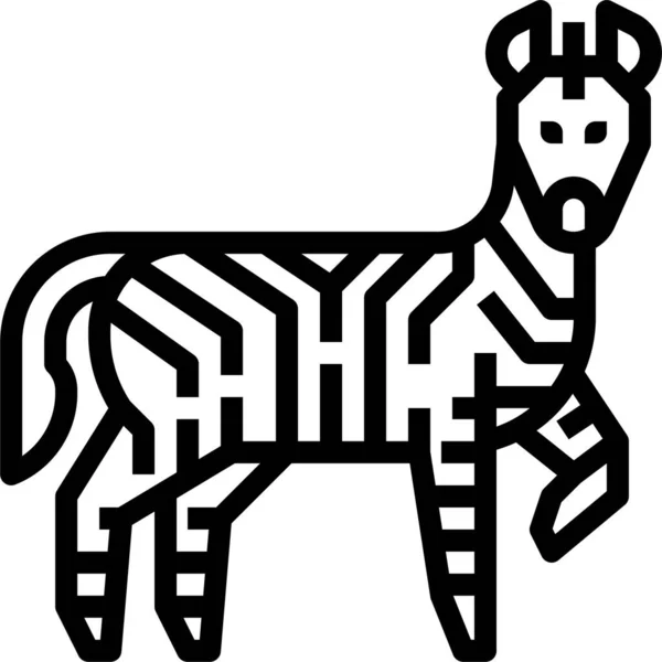 Animal Ícone Zebra Vida Selvagem Estilo Esboço —  Vetores de Stock