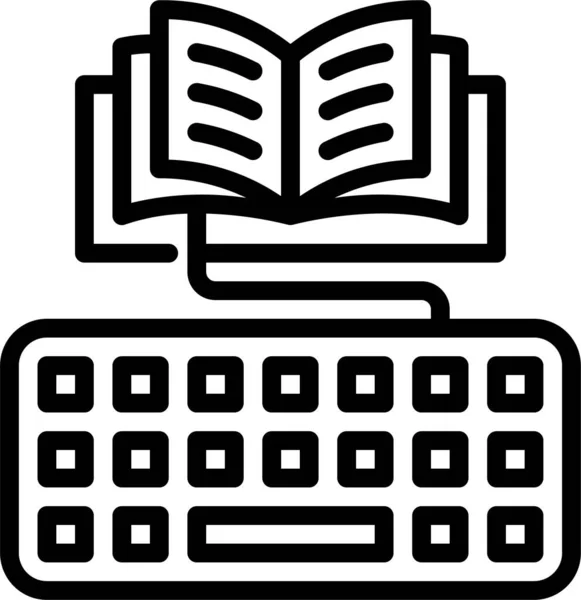 Keyboard Book Course Icon Outline Style — Stock Vector