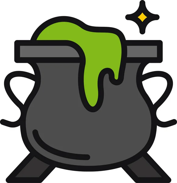 Spooky Halloween Cauldron Icon Filledoutline Style — Stock Vector