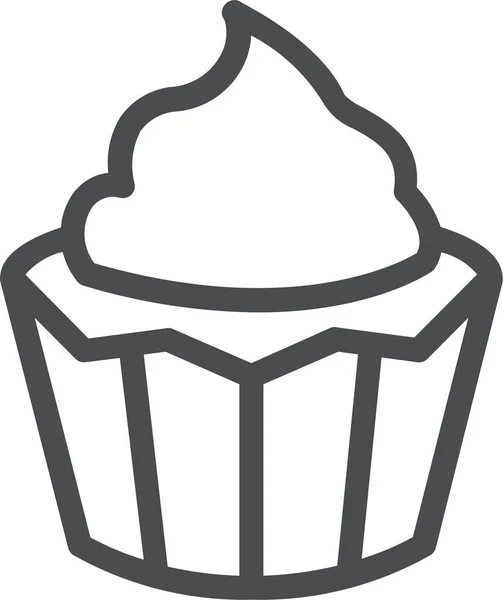 Cupcake Cumpleaños Icono Postre Estilo Esquema — Vector de stock