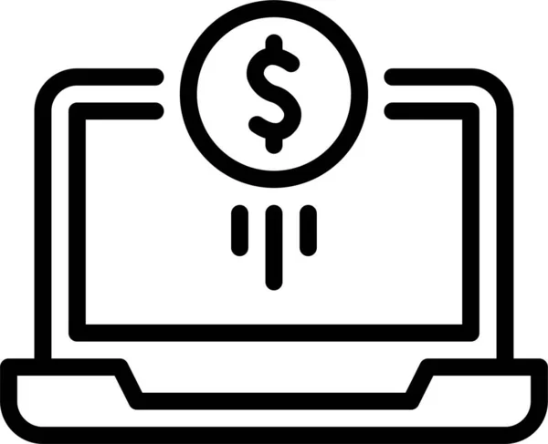 Laptop Pénz Érme Ikon — Stock Vector