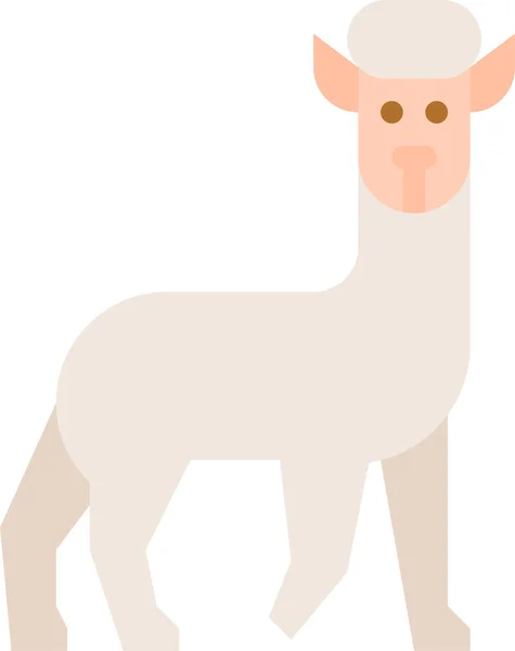 Alpaca Animal Wildlife Icon Flat Style — Stock Vector