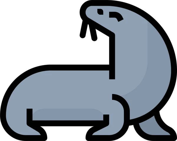 Animal Lion Sea Icon Filledoutline Style — Stock Vector