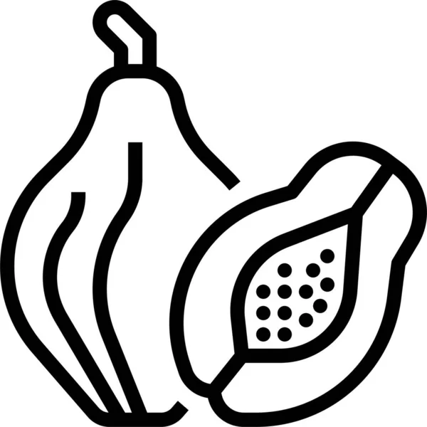 Fruta Saludable Icono Papaya Estilo Del Esquema — Vector de stock