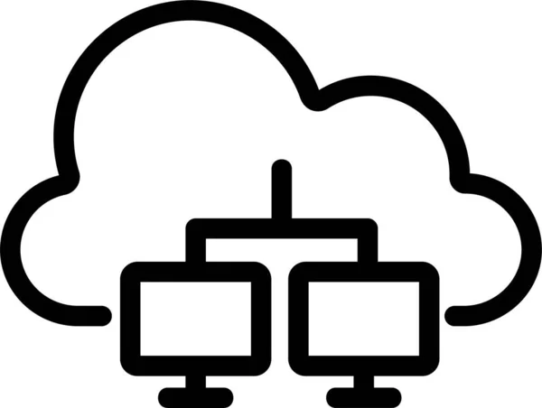Ana Hatlar Biçiminde Bulut Bilgisayarı Internet Simgesi — Stok Vektör