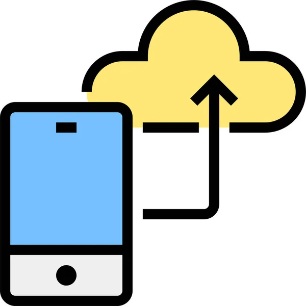 クラウドデータスマートフォンのアイコンをファイル概要形式で表示 — ストックベクタ