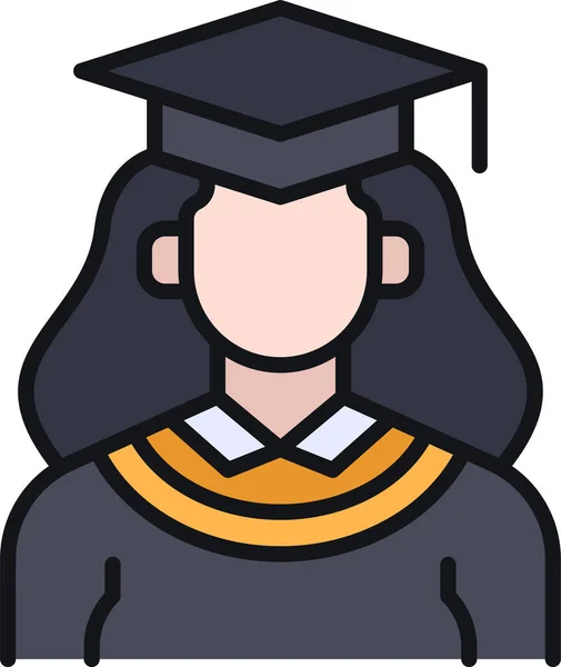 Ícone Graduação Menina Avatar —  Vetores de Stock