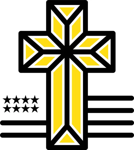 Icono Cruz Iglesia Americana Estilo Filledoutline — Archivo Imágenes Vectoriales