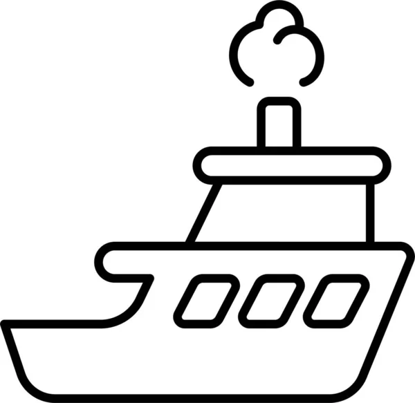 Tengeri Hajó Gőz Ikon Körvonalazott Stílusban — Stock Vector