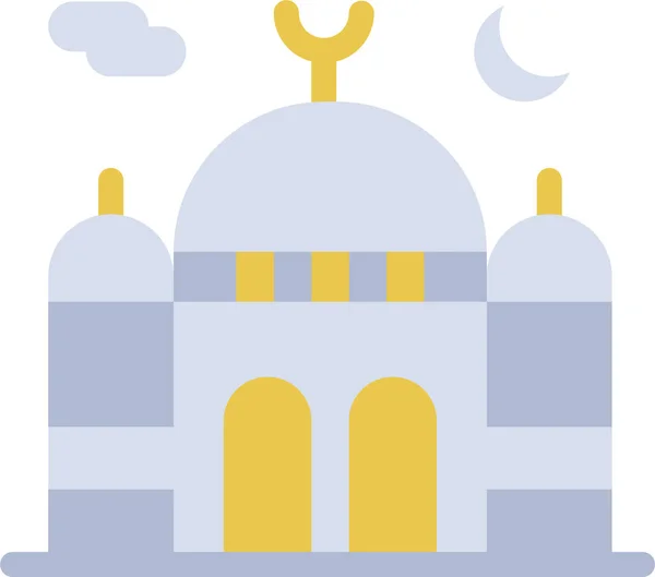 Islam Icona Della Luna Masjid Stile Piatto — Vettoriale Stock