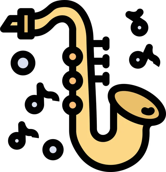 Instrument Music Saxophone Icon Filledoutline Style — Stock Vector