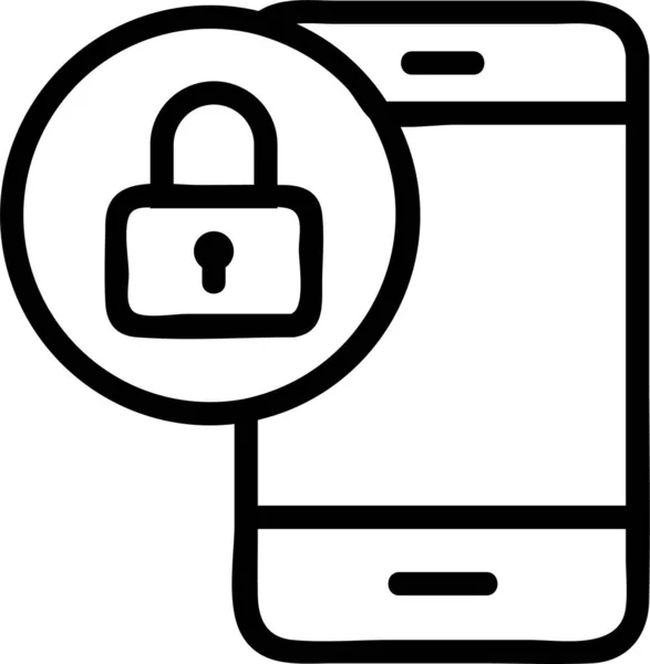 Icône Téléphone Cryptage Contour — Image vectorielle