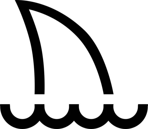 アウトラインスタイルで泳ぐサメサーフィンのアイコン — ストックベクタ