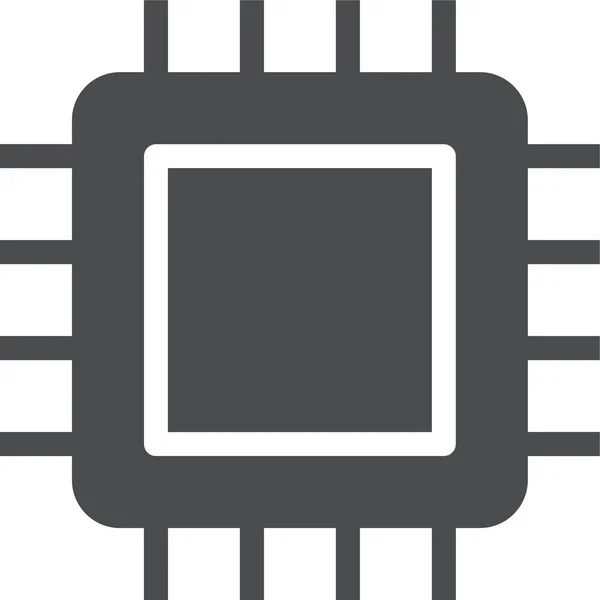 Mikrochip Cpu Hardware Symbol Soliden Stil — Stockvektor