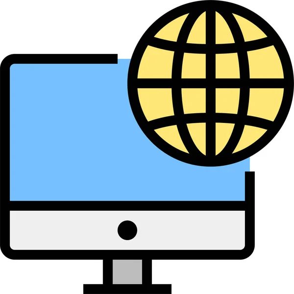 Значок Комп Ютерної Мережі Онлайн Заповненому Стилі — стоковий вектор