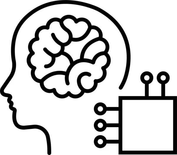 Cerveau Artificiel Icône Numérique — Image vectorielle