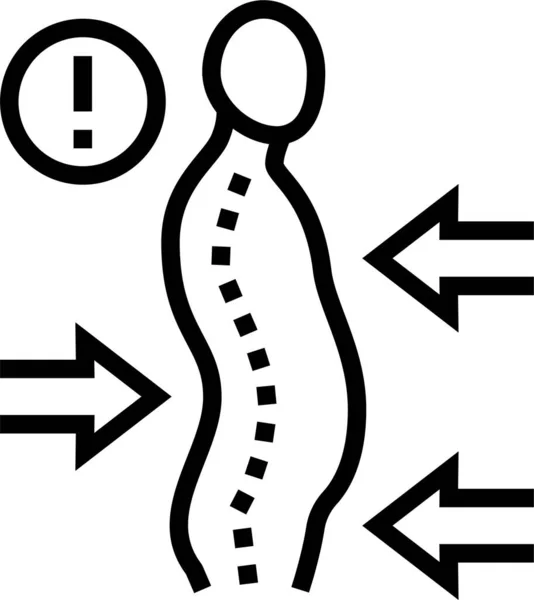 Escoliose Doença Problema Ícone Estilo Esboço — Vetor de Stock