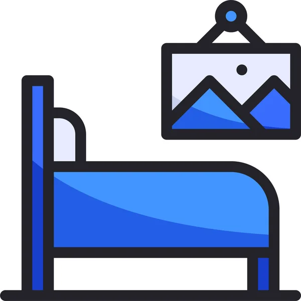 Icono Muebles Finca Cama Estilo Filledoutline — Vector de stock