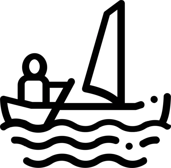 Kanu Segeln Outline Symbol Outline Stil — Stockvektor