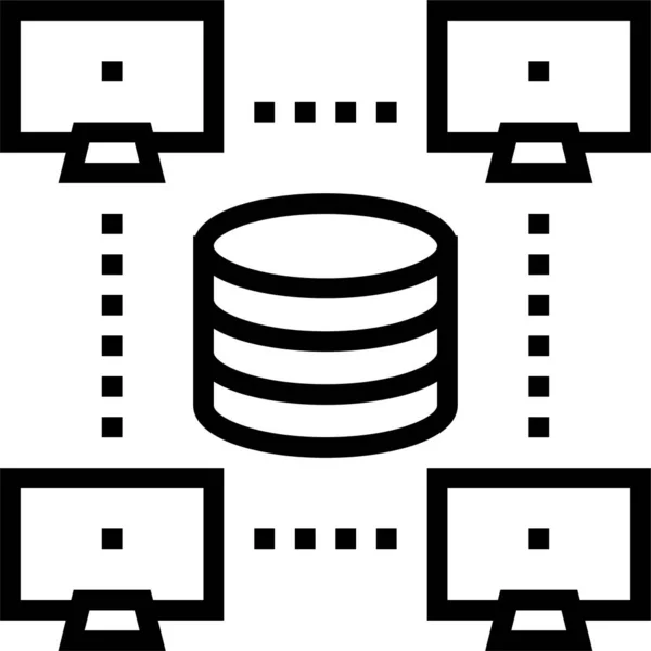 Network Working Digital Icon Outline Style — Stock Vector