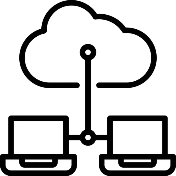 Icône Ordinateur Portable Cloud Computing — Image vectorielle