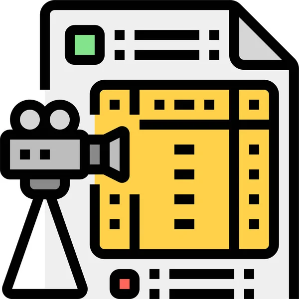 Icono Registro Industria Cinematográfica Estilo Filledoutline — Vector de stock