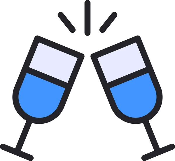 Skleněná Ikona Alkoholu Šampaňského — Stockový vektor