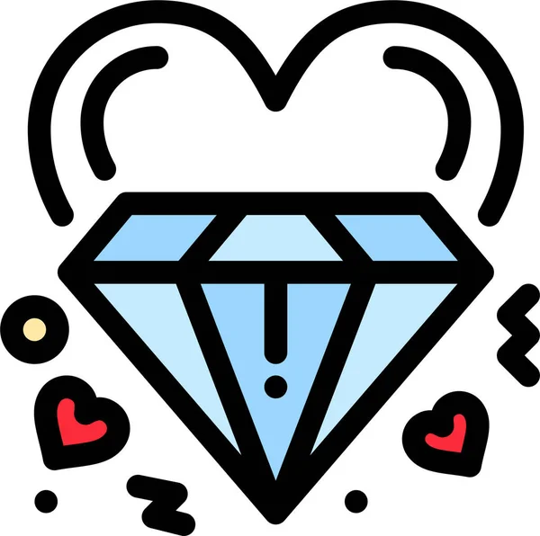 Diamond Heart Love Icon Loveromance Category — Stock Vector