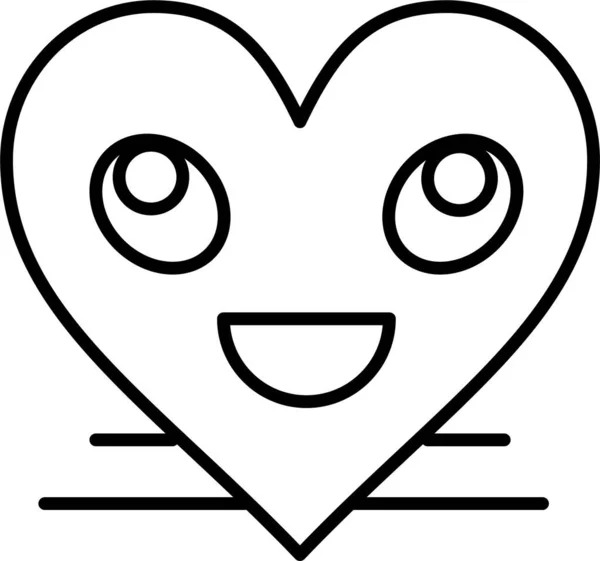 Emoji Icono Del Corazón Cara Estilo Del Esquema — Vector de stock