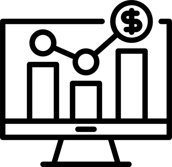 Monitor Gráfico Icono Estadísticas — Vector de stock