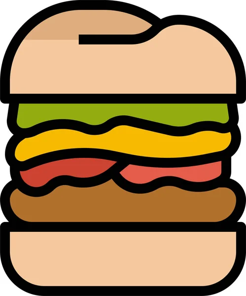 Burger Icône Restauration Rapide Dans Style Filledoutline — Image vectorielle