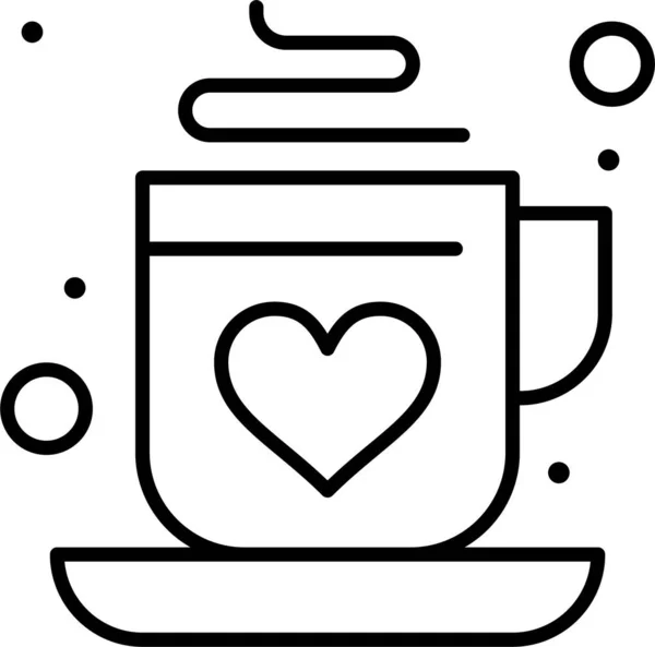 Café Amor Ícone Valentine — Vetor de Stock