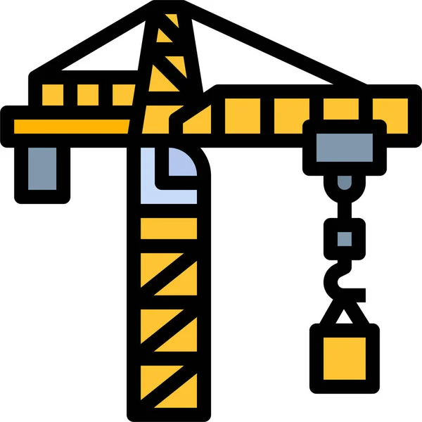 Ikon Alat Crane Konstruksi Dalam Gaya Filledoutline - Stok Vektor