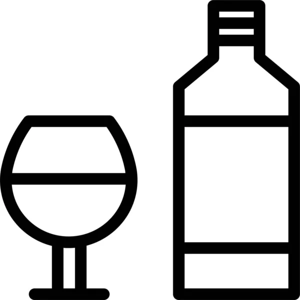 Alkollü Bira Bardağı Simgesi Ana Hatlarıyla — Stok Vektör