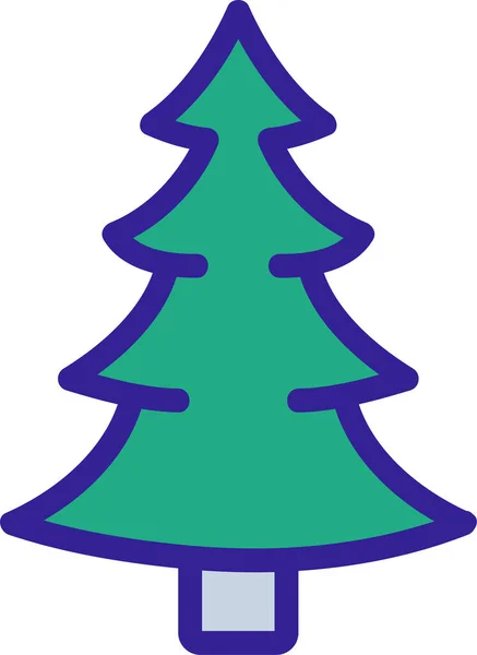 Contorno Navidad Icono Hoja Perenne — Vector de stock