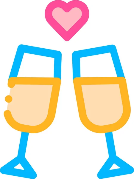 Ceremony Champagne Glasses Icon Filledoutline Style — Stock Vector