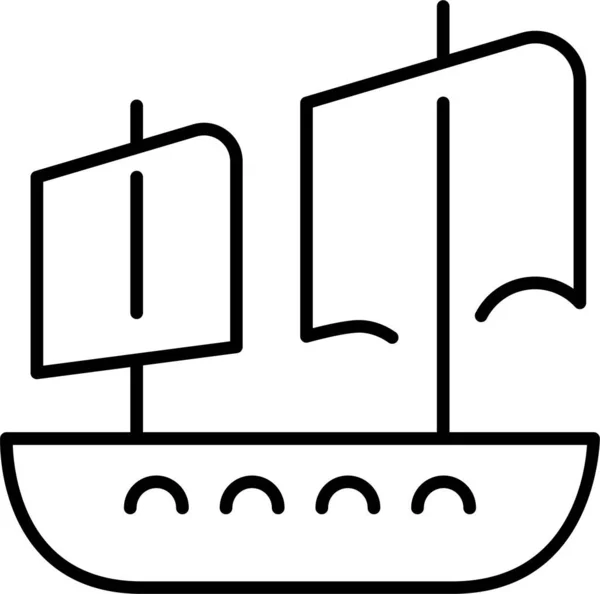 Vela Marítima Icono Velero Estilo Esquema — Vector de stock
