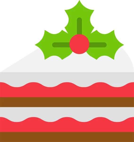 ケーキクリスマスデザートのアイコンをフラットスタイルで — ストックベクタ