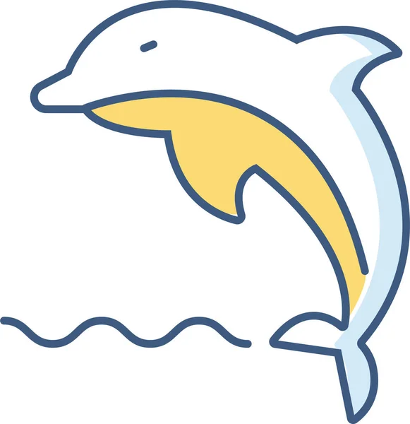 Animal Delfín Icono Pescado — Vector de stock