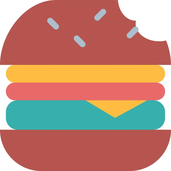 Hambúrguer Ícone Fast Food Estilo Plano — Vetor de Stock