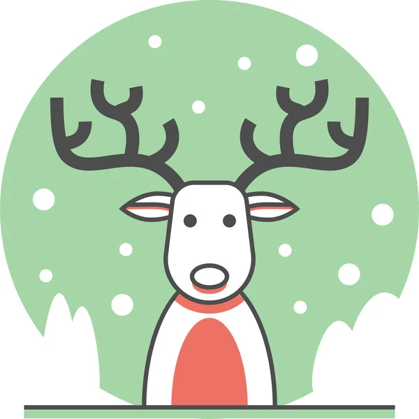 Christmas Concept Deer Icon Flat Style — Stock Vector